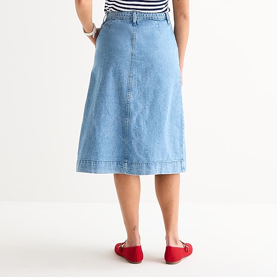 St. John's Bay Womens Tall High Rise Midi Denim Skirt