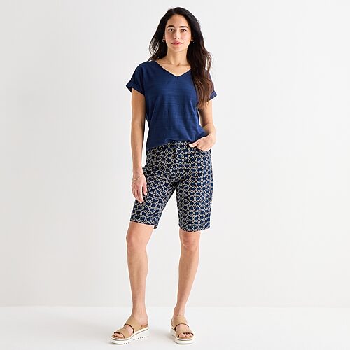 St. John's Bay Womens 11" Tall Bermuda Short, 10 Tall, Blue