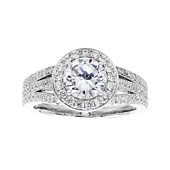 DiamonArt® Cubic Zirconia Sterling Silver Halo Ring