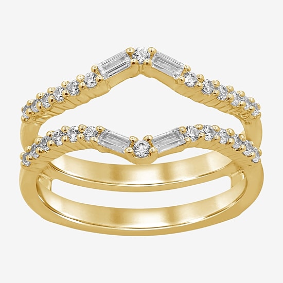 Womens 3/8 CT. T.W. Natural White Diamond 14K Gold Ring Guard