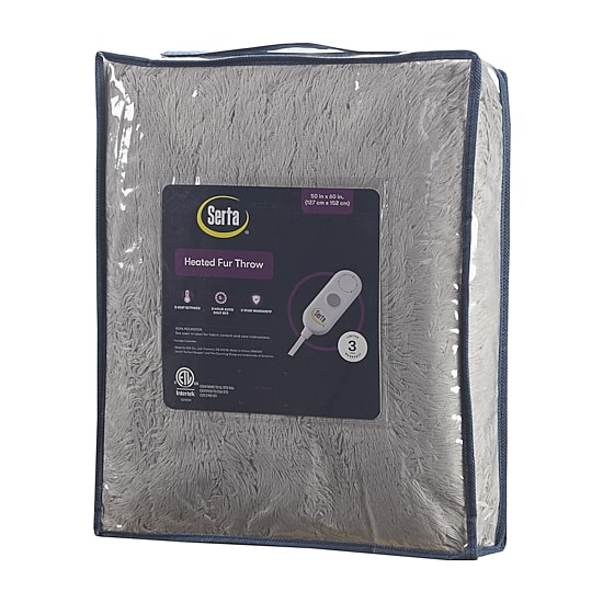 Serta® Leena Shaggy Faux Fur Heated Throw
