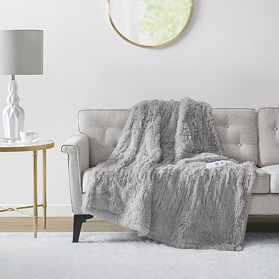 Serta® Leena Shaggy Faux Fur Heated Throw