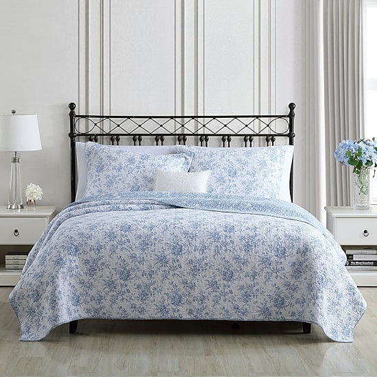 Laura Ashley Walled Garden Floral Reversible Quilt Set