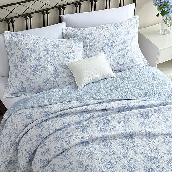 Laura Ashley Walled Garden Floral Reversible Quilt Set