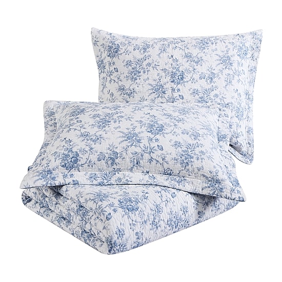 Laura Ashley Walled Garden Floral Reversible Quilt Set
