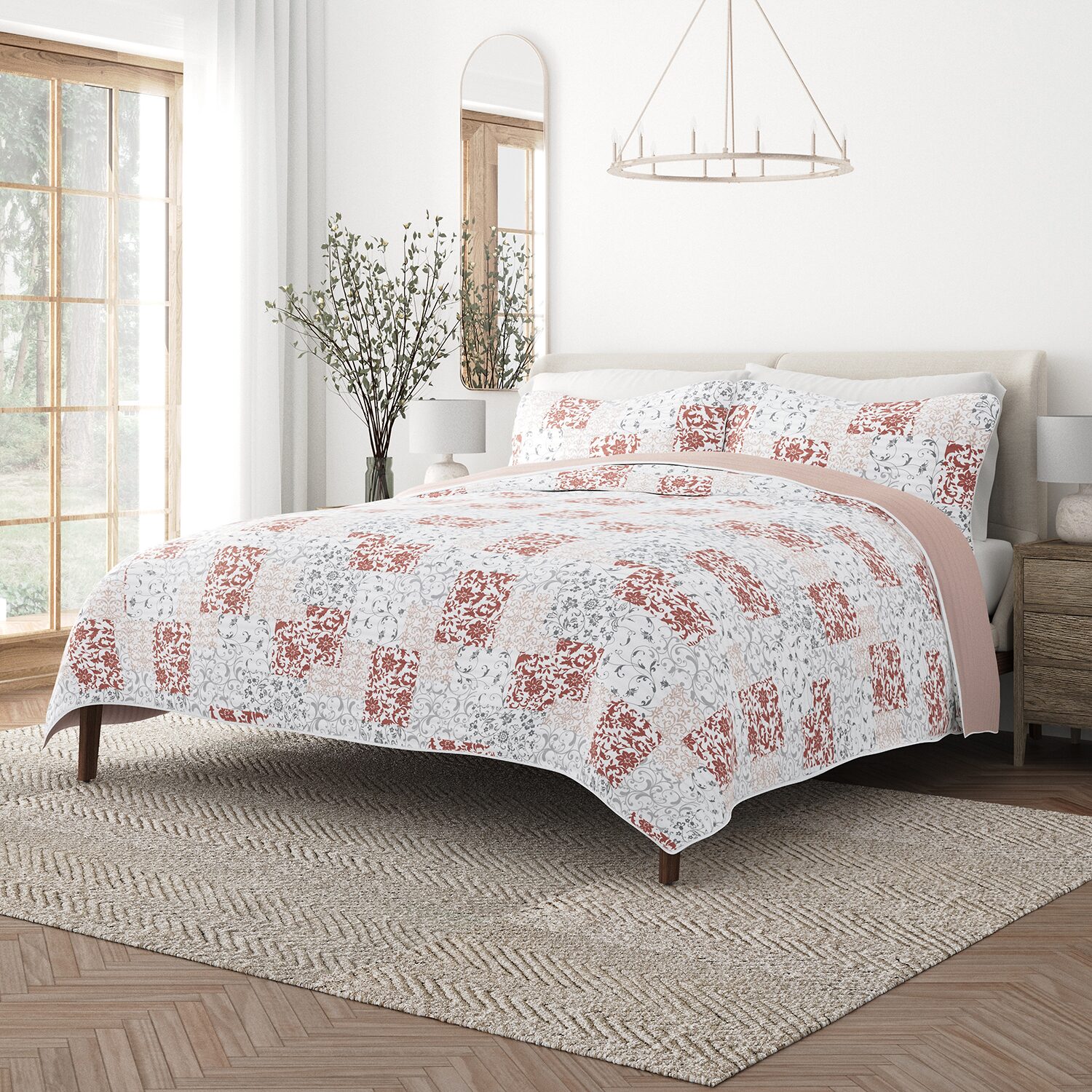 Casual Comfort Patchwork REVERSIBLE Quilt Set