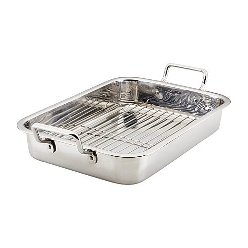 Farberware Classic Series Stainless Steel 17" x 12.25" Roaster with Rack - Stainless Steel