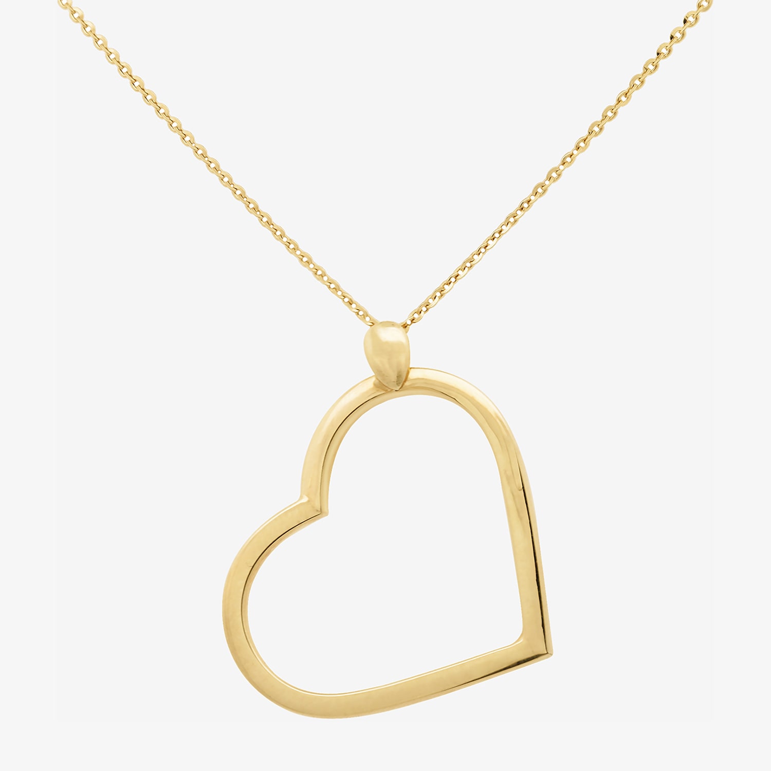 Womens 14K Gold Heart 18 Inch Pendant Necklace
