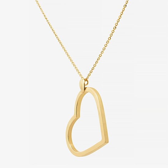 Womens 14K Gold Heart 18 Inch Pendant Necklace