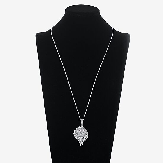 Mens White Cubic Zirconia Sterling Silver Cross 24 Inch Pendant Necklace