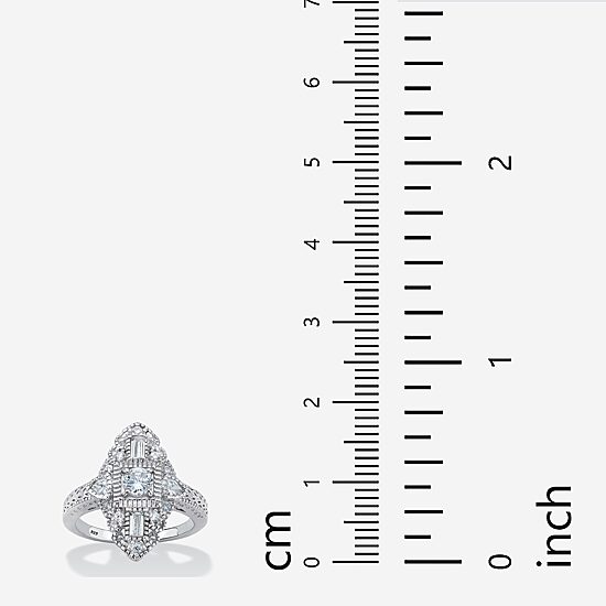 Womens 1 1/10 CT. T.W.  Cubic Zirconia Platinum Over Silver Round Cocktail Ring