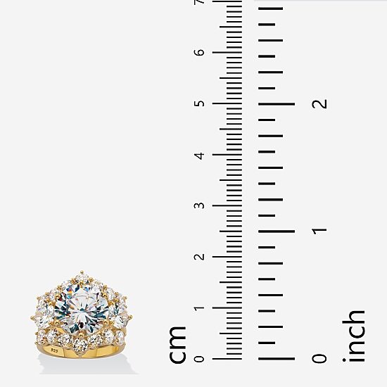 Womens Cubic Zirconia 18K Gold Over Silver Round Bridal Set