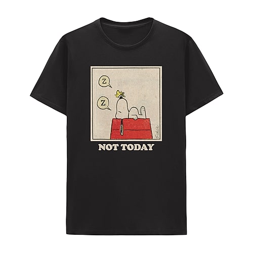 Mens Short Sleeve Snoopy Graphic T-Shirt, Medium, Black