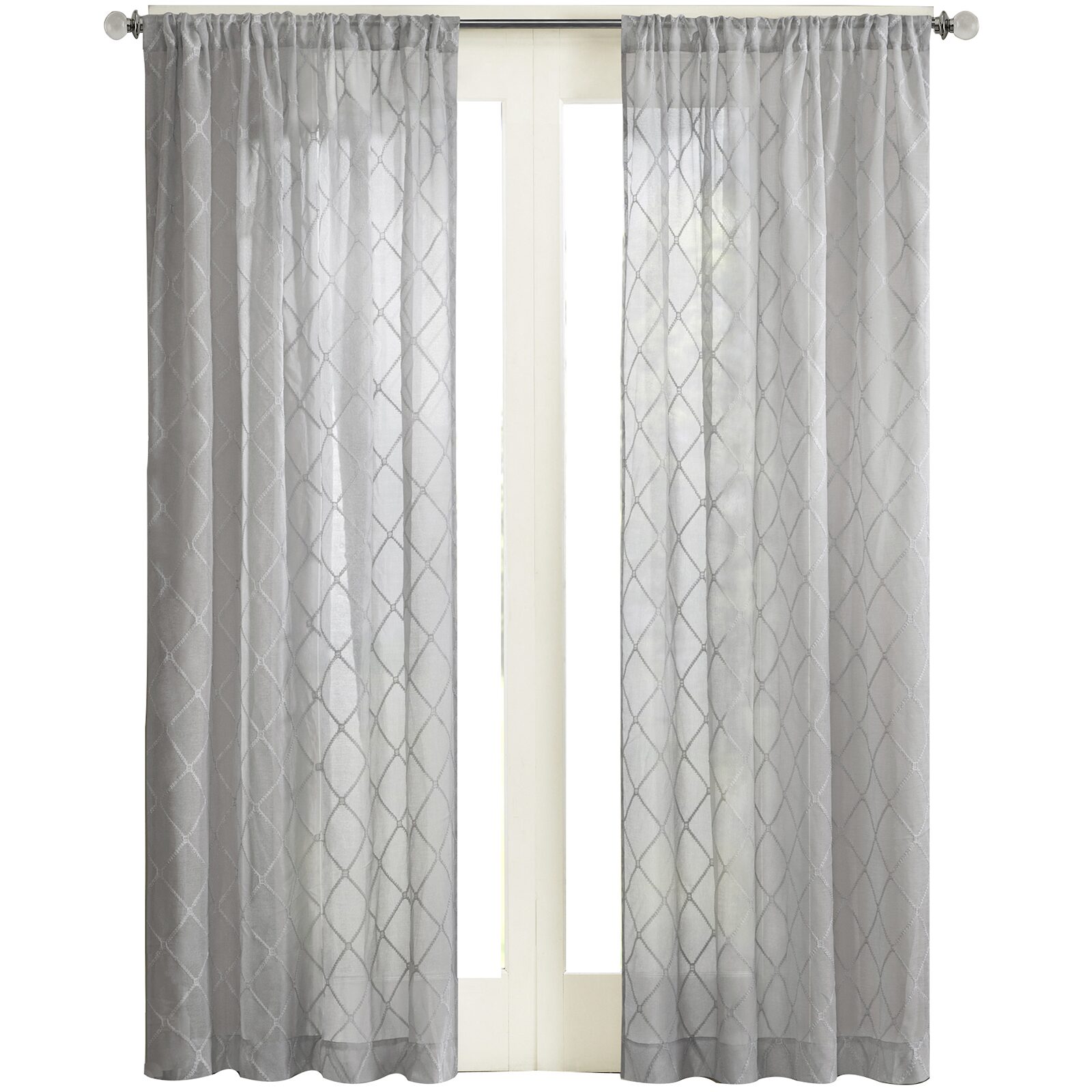Madison Park Iris Diamond Rod Pocket Sheer Single Curtain Panel