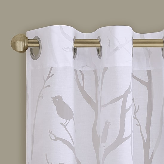 Madison Park Vina Bird Burnout Grommet Top Sheer Single Curtain Panel