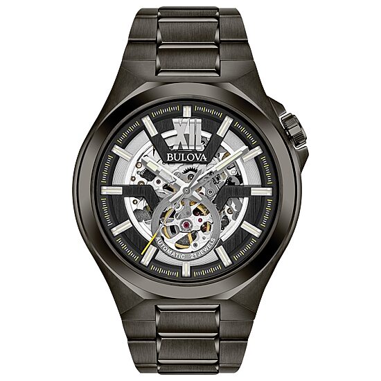 Bulova Maquina Mens Automatic Gray Bracelet Watch 98a179