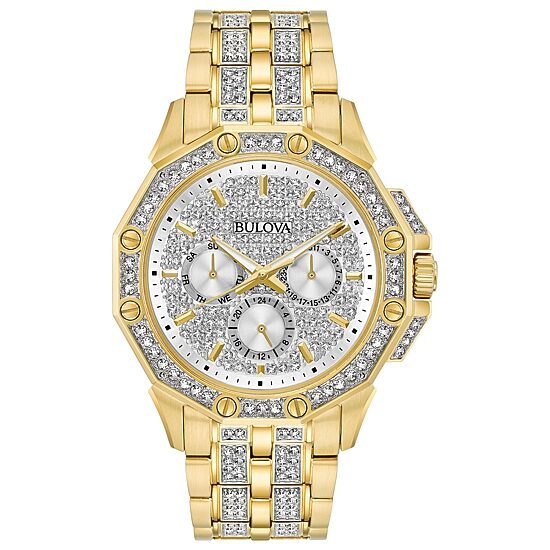 Bulova Octava Mens Gold Tone Bracelet Watch 98c126