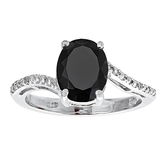 Womens Diamond Accent Black Onyx Sterling Silver Cocktail Ring
