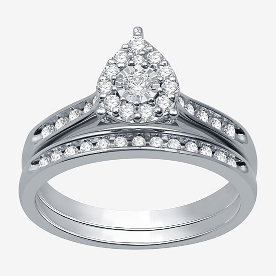 I Said Yes (H-I / I1) Womens 3/8 CT. T.W. Lab Grown White Diamond Sterling Silver or 14K Gold Over Silver Bridal Set