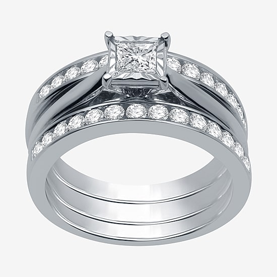 Womens 1 CT. T.W. Natural Diamond 10K Gold Bridal Set