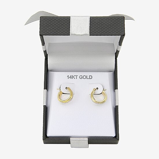 Womens 14K Two Tone Gold 12.5mm Hoop Earrings