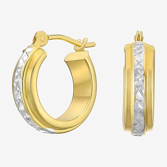 Womens 14K Two Tone Gold 12.5mm Hoop Earrings