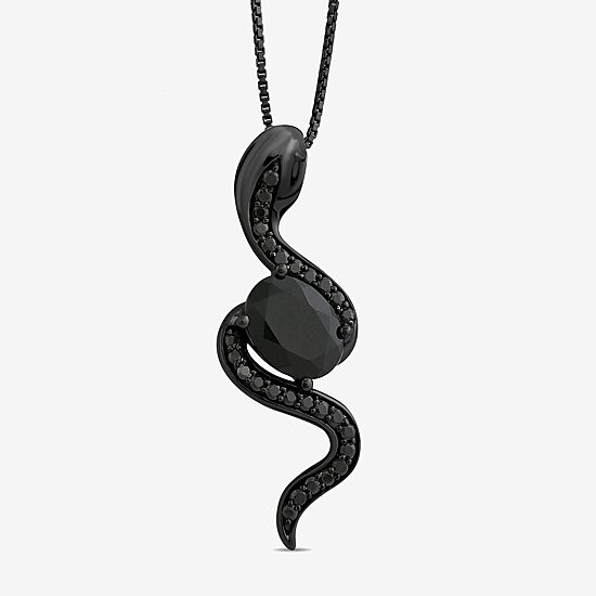Enchanted Disney Fine Jewelry Villains Womens 1/5 CT. Genuine Black Onyx Sterling Silver 18 Inch Pendant Necklace