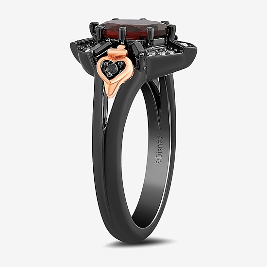 Enchanted Disney Fine Jewelry Villains Womens 1/10 CT. T.W. Genuine Red Garnet 14K Rose Gold Over Silver Sterling Silver Oval Evil Queen Cocktail Ring