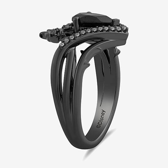 Villains Womens 1/6 CT. T.W. Genuine Black Onyx Sterling Silver Pear Maleficent Sleeping Beauty Cocktail Ring