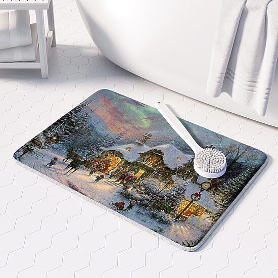 Thomas Kinkade Santa'S Christmas Memory Foam Bath Rug