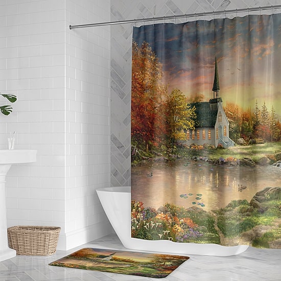 Thomas Kinkade Chapel Of Reflection Shower Curtain