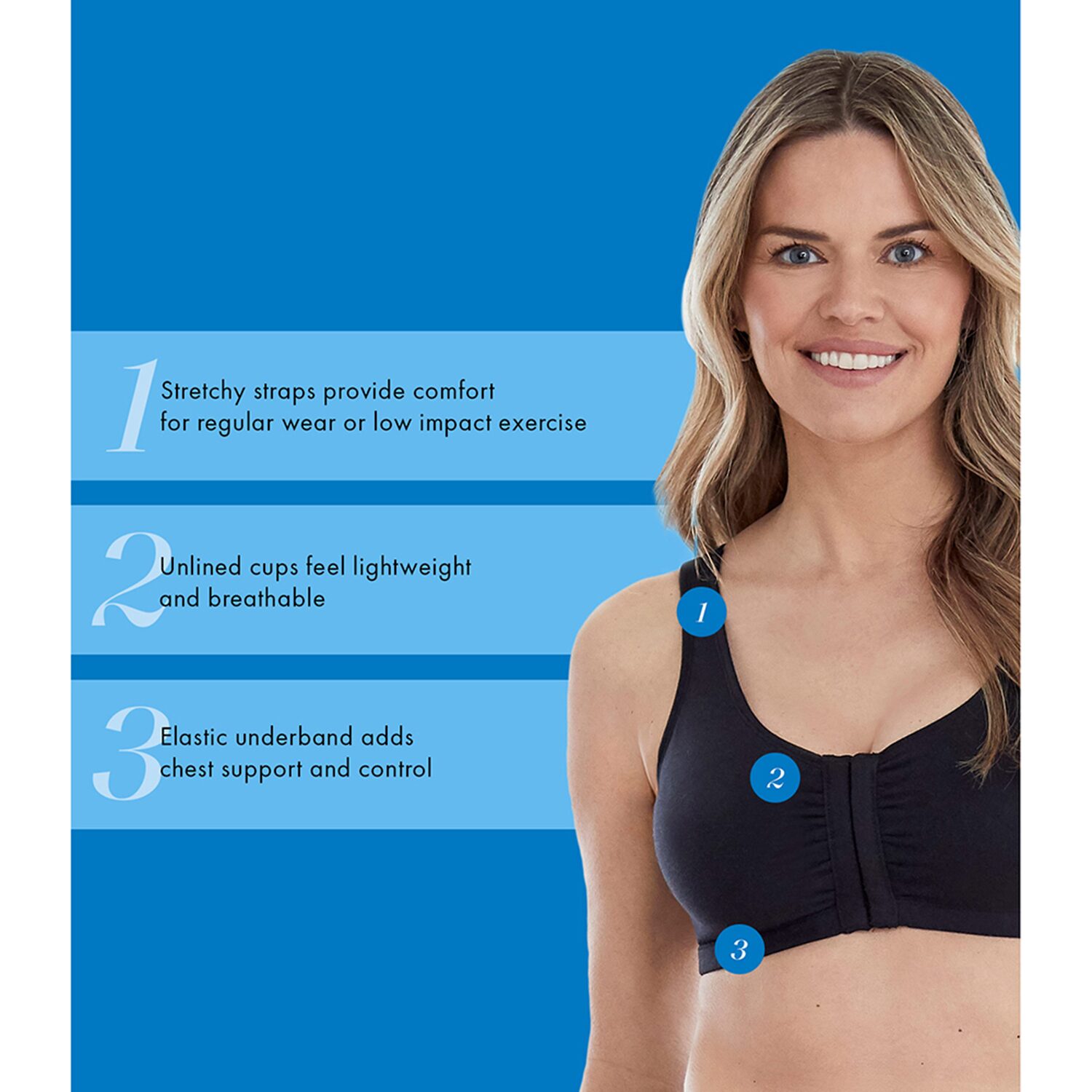 Bestform Comfortable Unlined Wireless Cotton Stretch Sports Bra with Front Closure- 5006014