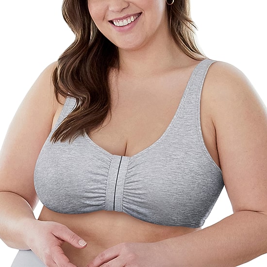Bestform Comfortable Unlined Wireless Cotton Stretch Sports Bra with Front Closure- 5006014