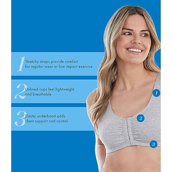 Bestform Comfortable Unlined Wireless Cotton Stretch Sports Bra with Front Closure- 5006014