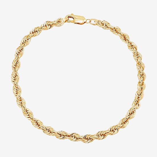 Mens 10K Gold 8 1/2 Inch Hollow Rope Chain Bracelet
