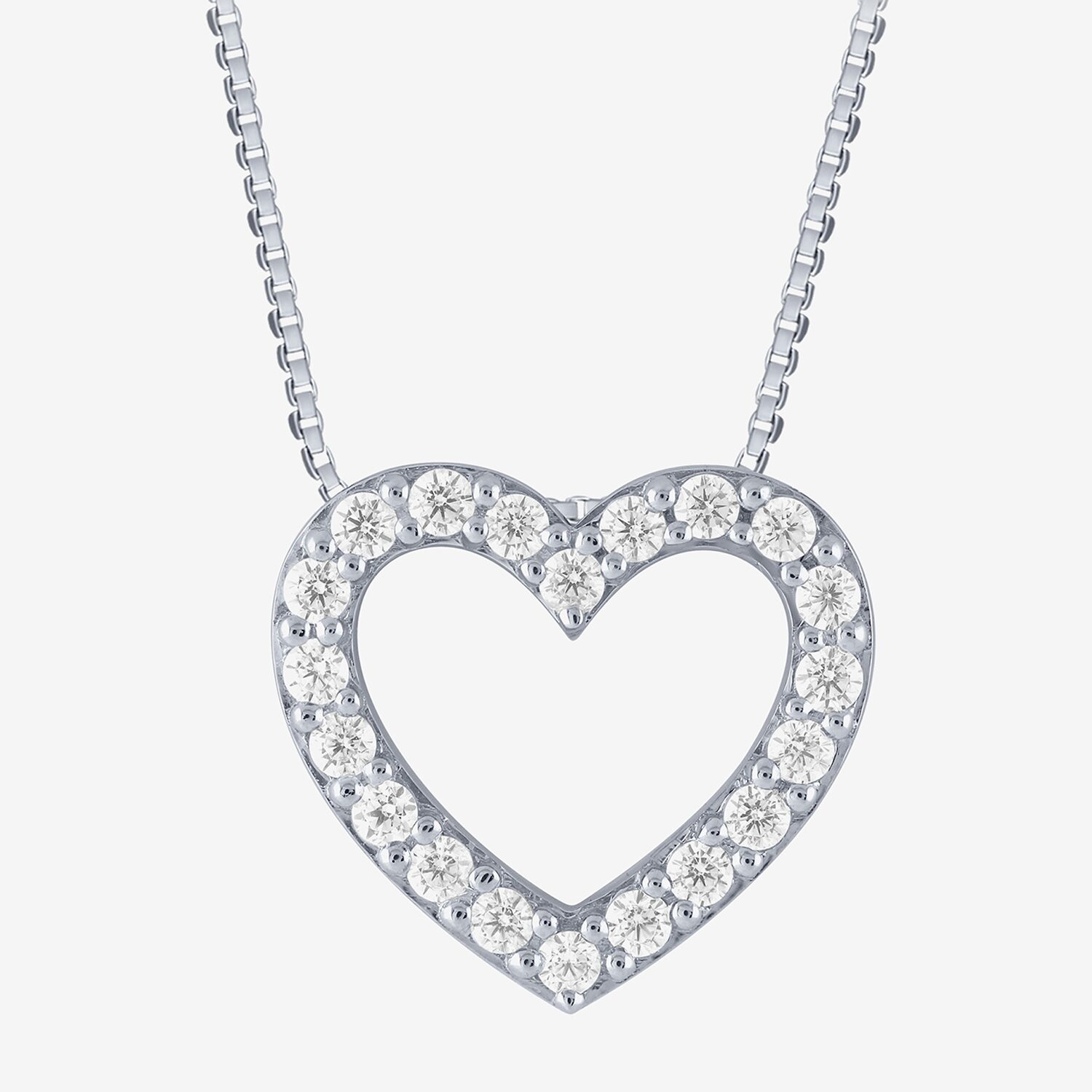 (H-I / I1) Womens 1/4 CT. T.W. Lab Grown White Diamond 10K Gold Heart 18 Inch Pendant Necklace