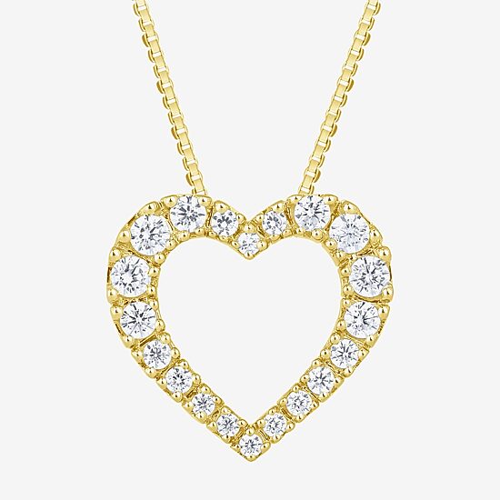 (H-I / I1) Womens 1/2 CT. T.W. Lab Grown White Diamond 10K Gold Heart 18 Inch Pendant Necklace