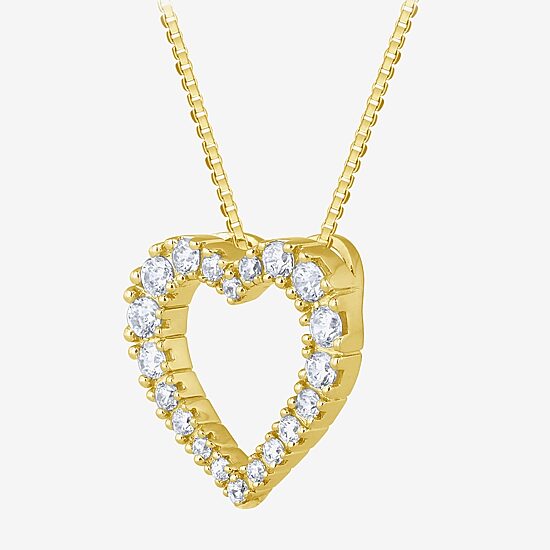 (H-I / I1) Womens 1/2 CT. T.W. Lab Grown White Diamond 10K Gold Heart 18 Inch Pendant Necklace