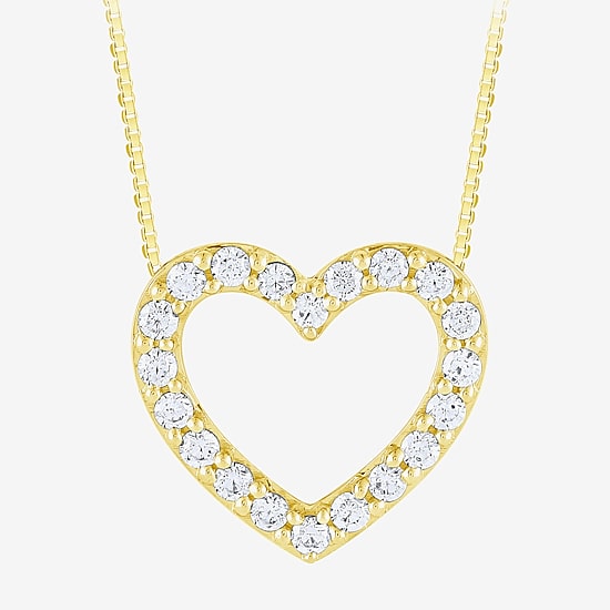 (H-I / I1) Womens 1/4 CT. T.W. Lab Grown White Diamond 10K Gold Heart 18 Inch Pendant Necklace