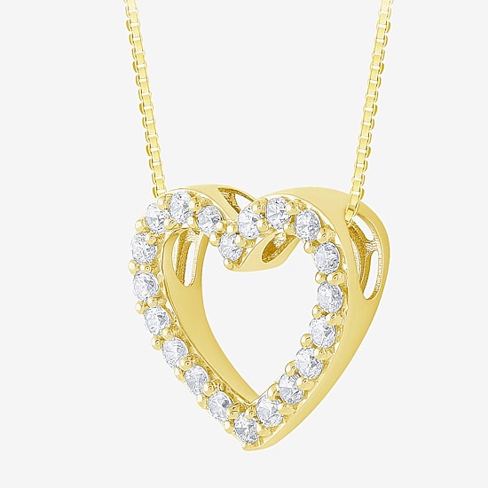 (H-I / I1) Womens 1/4 CT. T.W. Lab Grown White Diamond 10K Gold Heart 18 Inch Pendant Necklace