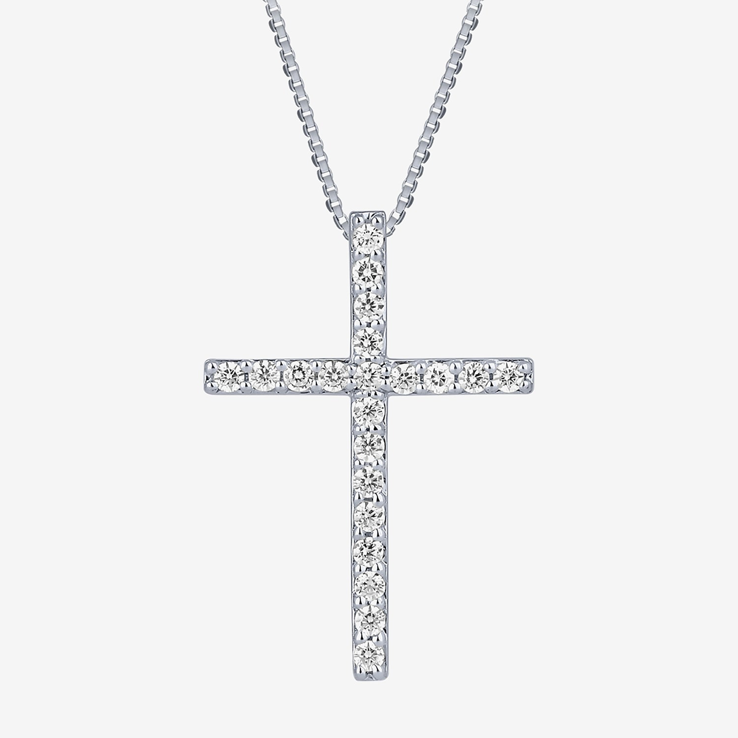 H-I / I1) Womens 1/ CT. T.W. Lab Grown White Diamond 10K Gold Cross 18 Inch Pendant Necklace
