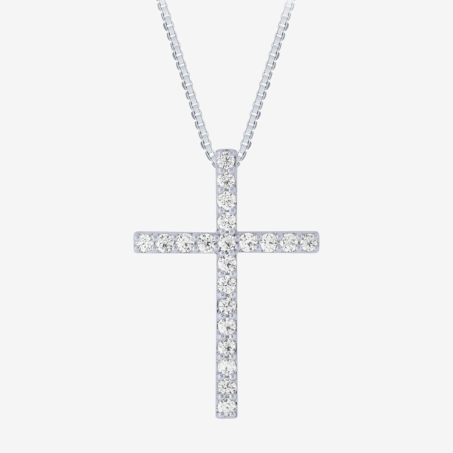 (H-I / I1) Womens 1/2 CT. T.W. Lab Grown White Diamond 10K Gold Cross 18 Inch Pendant Necklace
