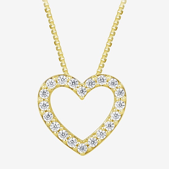 (H-I / I1) Womens 1/2 CT. T.W. Lab Grown White Diamond 10K Gold Heart 18 Inch Pendant Necklace