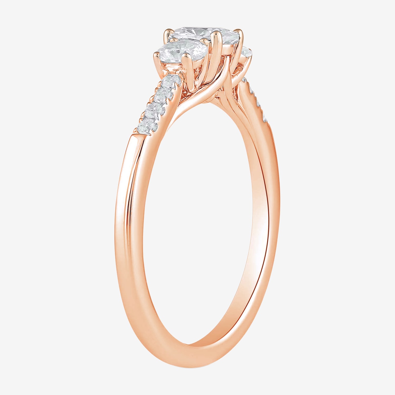 Love Lives Forever 3/4 CT.T.W. (H-I / SI2) Lab-Grown Oval Diamond 3-Stone Side Stone Engagement Ring 10K or 14K Gold