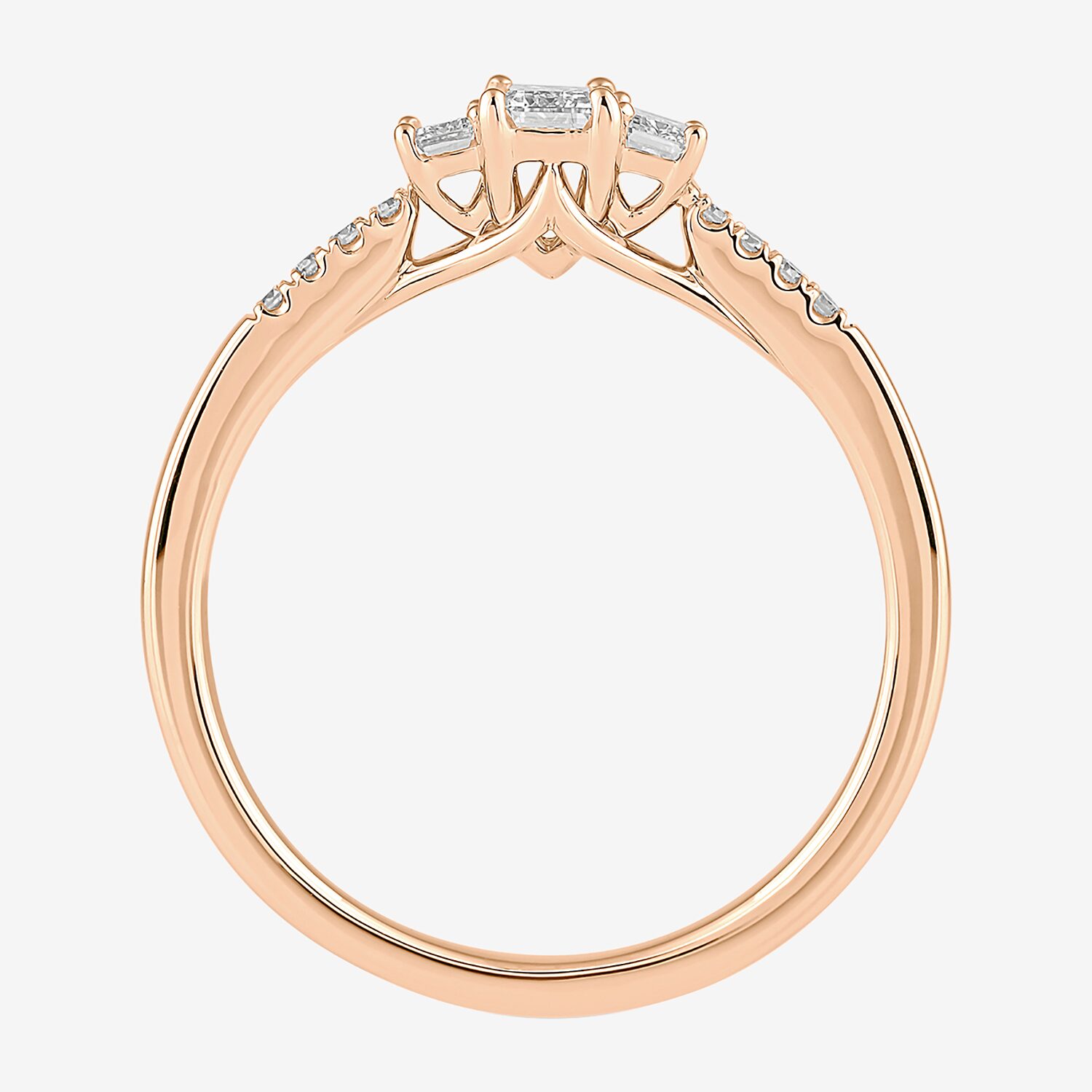 Love Lives Forever (H-I / Si2) Womens / CT. T.W. Lab Grown White Diamond 10K Gold Side Stone 3-Stone Engagement Ring