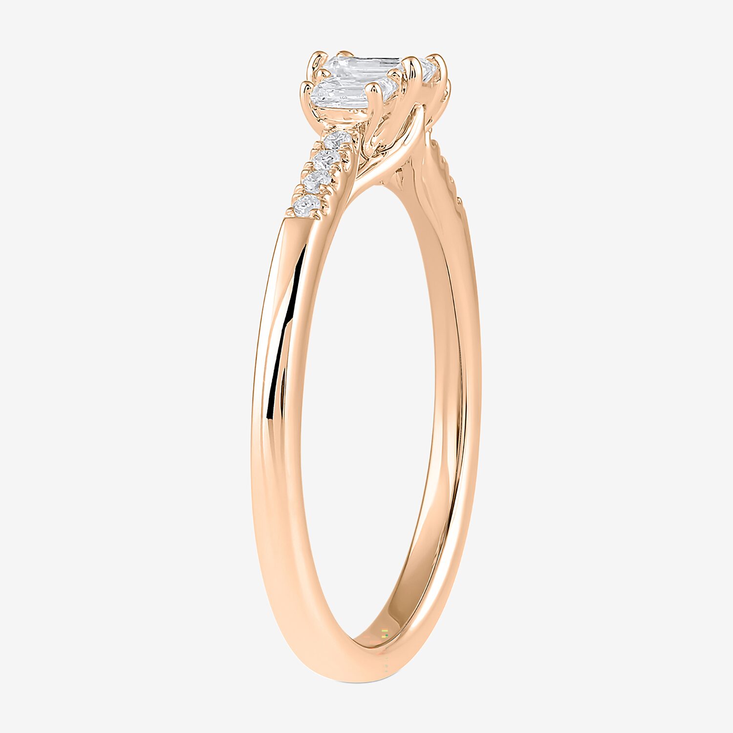 Love Lives Forever (H-I / Si2) Womens / CT. T.W. Lab Grown White Diamond 10K Gold Side Stone 3-Stone Engagement Ring