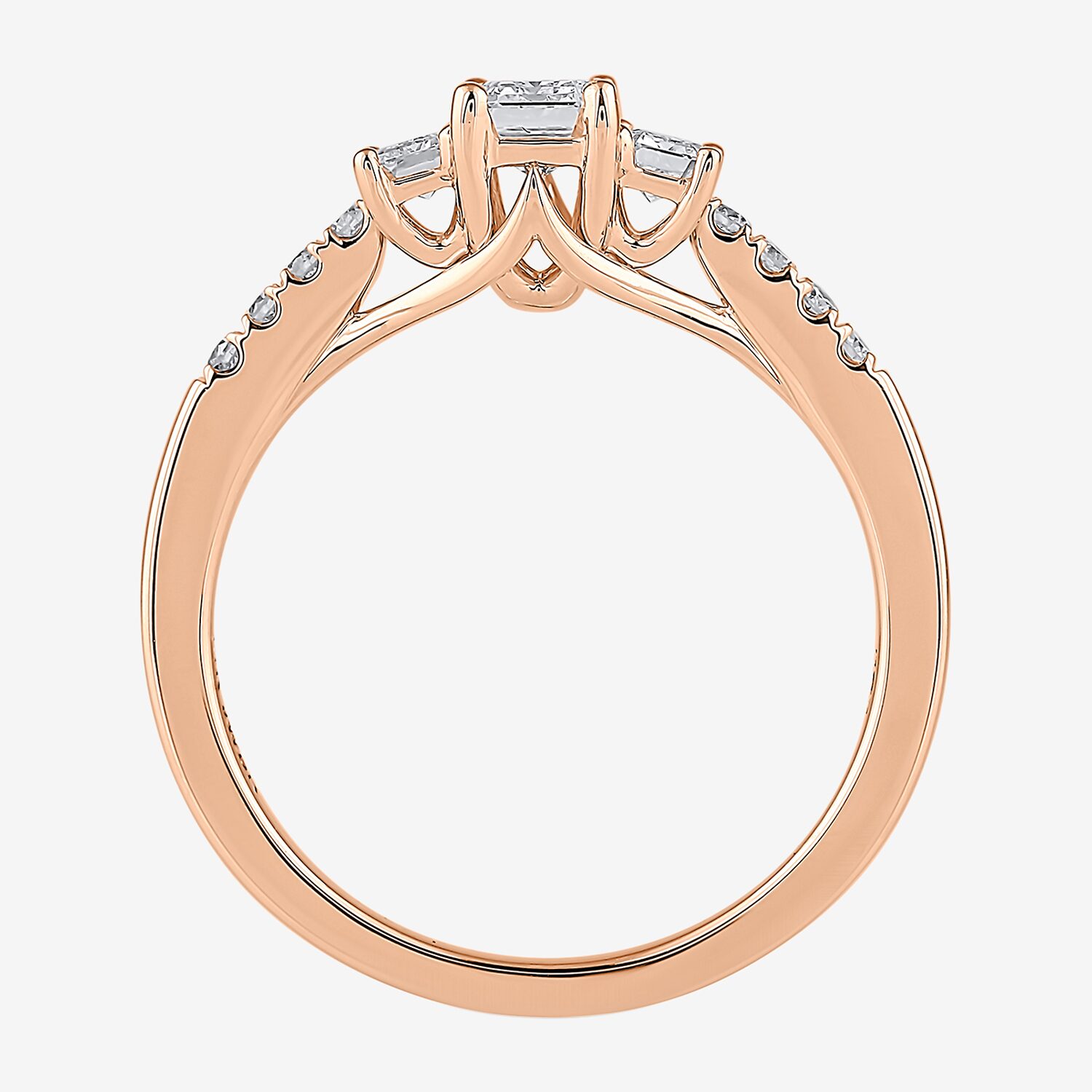 Love Lives Forever (H-I / Si2) Womens 1 CT. T.W. Lab Grown White Diamond 10K Gold Side Stone 3-Stone Engagement Ring