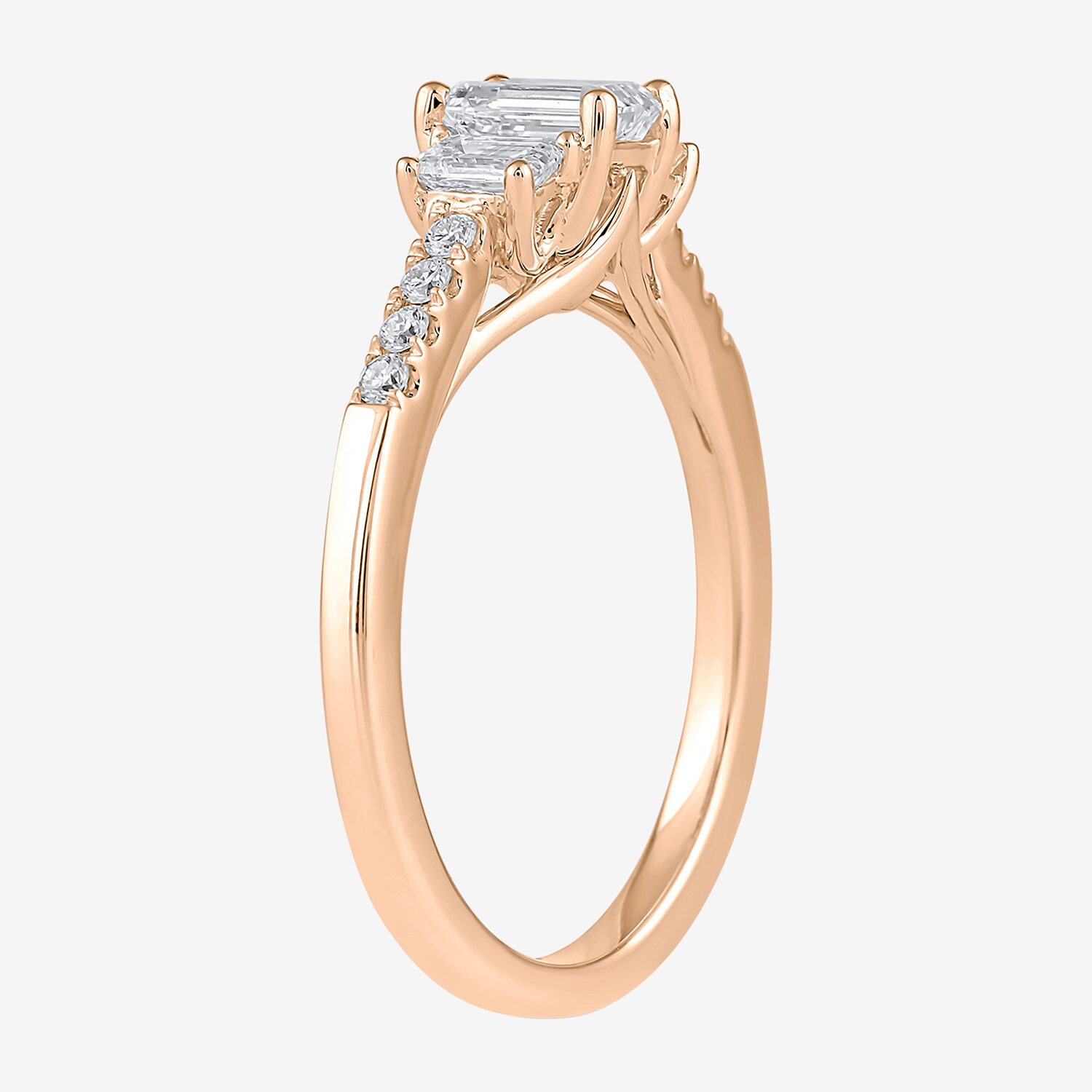 Love Lives Forever (H-I / Si2) Womens 1 CT. T.W. Lab Grown White Diamond 10K Gold Side Stone 3-Stone Engagement Ring