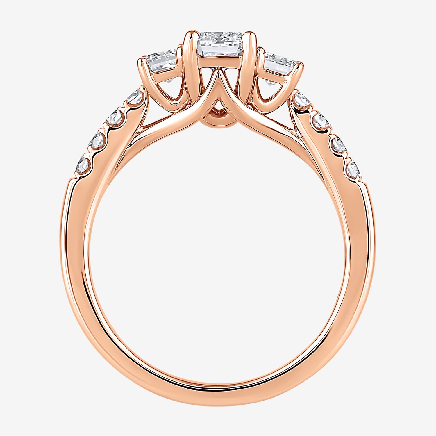 Love Lives Forever (H-I / Si2) Womens 1 1/2 CT. T.W. Lab Grown White Diamond 10K Gold Side Stone 3-Stone Engagement Ring