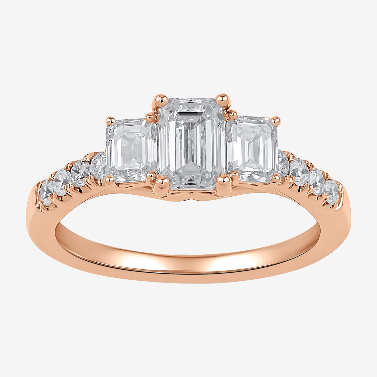 Love Lives Forever (H-I / Si2) Womens 1 1/2 CT. T.W. Lab Grown White Diamond 10K Gold Side Stone 3-Stone Engagement Ring
